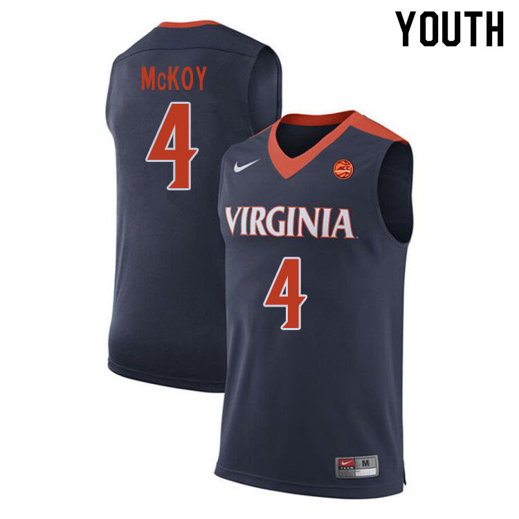 Youth #4 Justin McKoy Virginia Cavaliers College Basketball Jerseys Sale-Navy - Click Image to Close